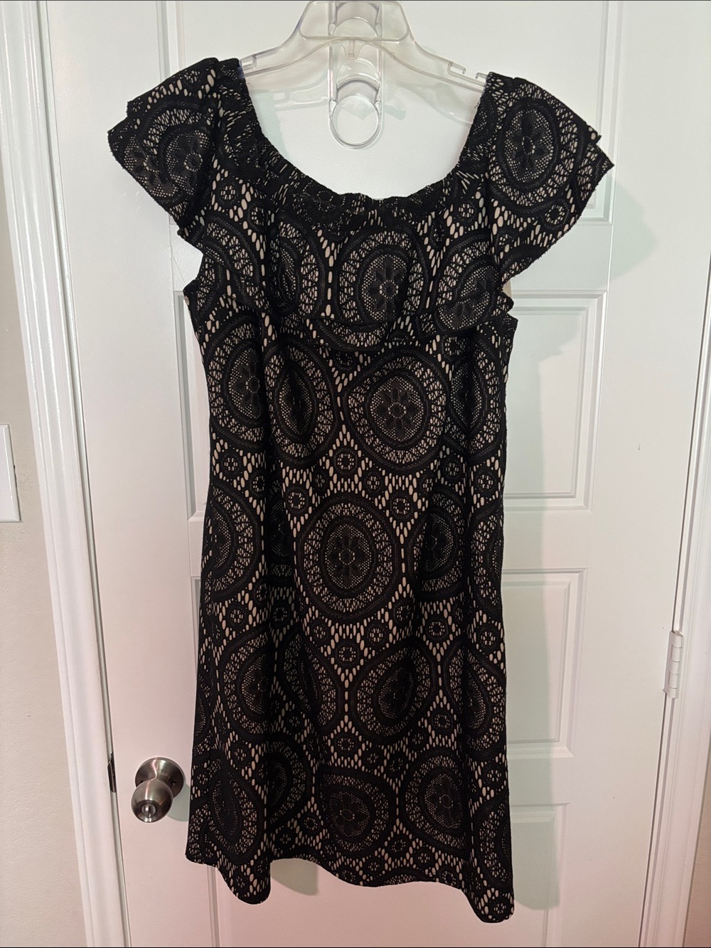 Tacera Black Lace-Overlay Midi Dress